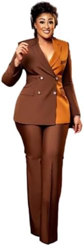 Amazon.com: Yaflonjaa Women's 2-Piece Suit Double Breasted Buttons